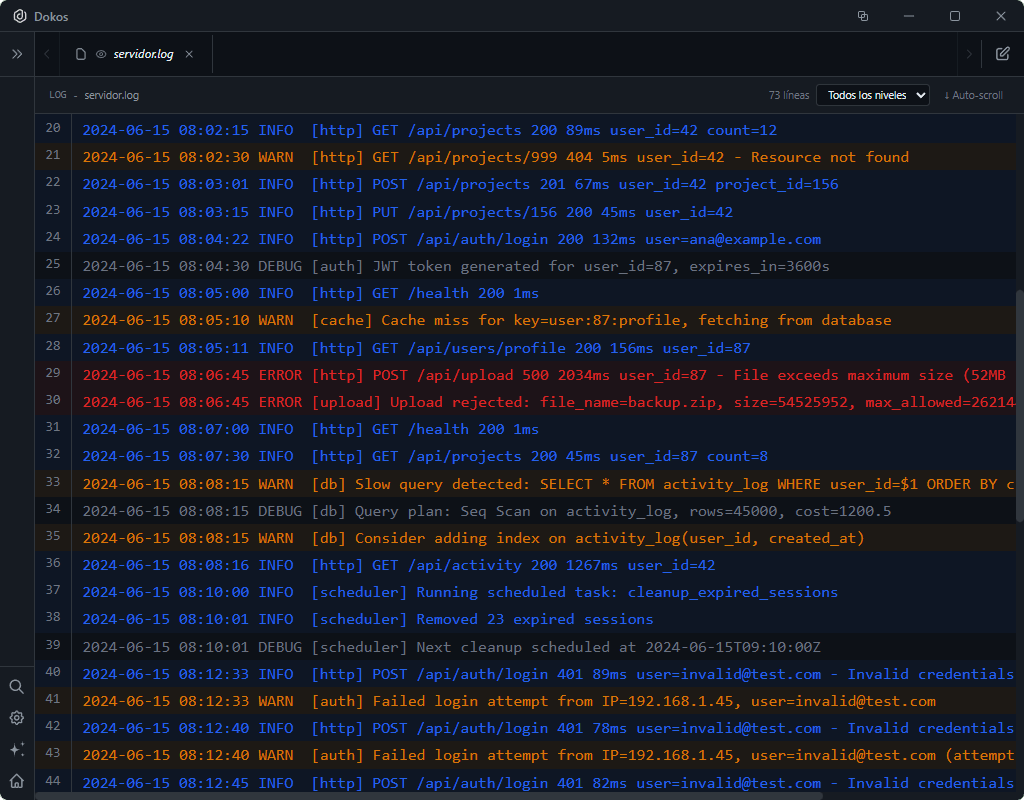 Dokos — Live Log Viewer